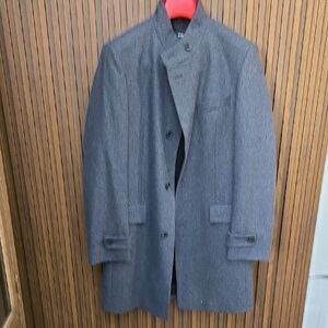 Boss Men's Charcoal Gray Pea Coat with Stand Collar
